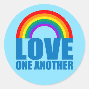 Love One Another Rainbow Christian Classic Round Sticker