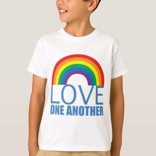 Love One Another Rainbow Christian Kids T-Shirt (Front)