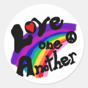 Love One Another Rainbow Classic Round Sticker