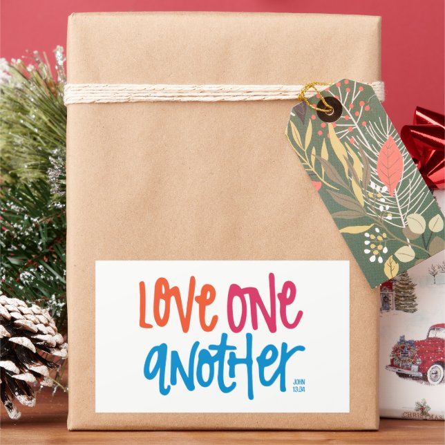 Love one another rectangular sticker (Holiday)