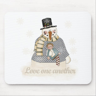 Love One Another Snowman T-shirts and Gifts Mouse Mat