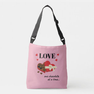 Love One Chocolate at a Time Funny Quote Crossbody Bag