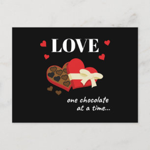 Love One Chocolate at a Time Funny Quote Holiday Postcard