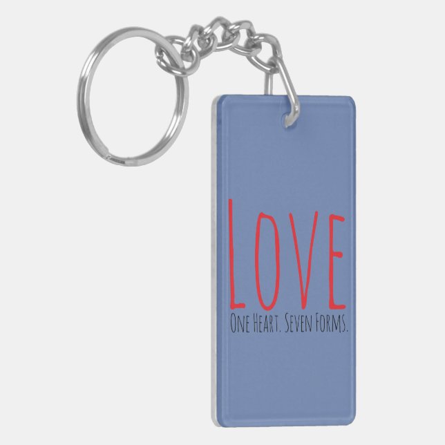 Love - One Heart. Seven Forms Acrylic Keychain (Front Left)