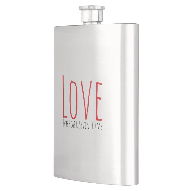 Love - One Heart. Seven Forms Classic Flask (Left)