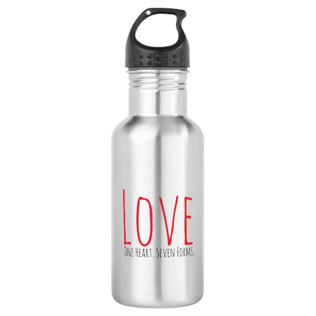 Love - One Heart. Seven Forms Water Bottle (Front)