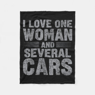 Love one woman and several funny car guy graphic fleece blanket