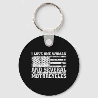Love One Woman and Several Motorcycles Funny Biker Key Ring