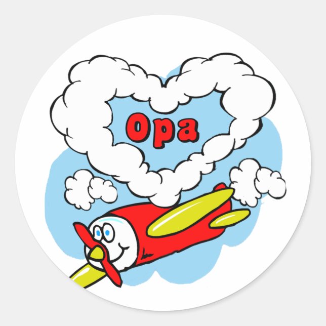 Love Opa Kids Aeroplane Classic Round Sticker (Front)