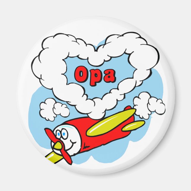 Love Opa Kids Aeroplane Magnet (Front)