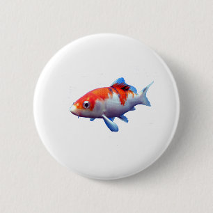 Love Orange and White Goldfish 6 Cm Round Badge