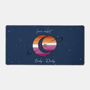 Love Orbit Universe Sun & Moon Sunset Lesbian Flag Desk Mat