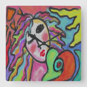 Love Original Abstract Art Square Wall Clock