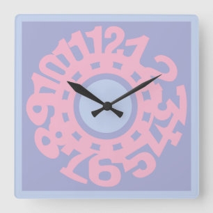 LOVE Original Number Pastel colors by Masanser Square Wall Clock