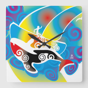 LOVE ORKA LOCA 26 BY MASANSER SQUARE WALL CLOCK