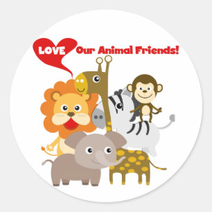 Love Our Animal Friends Classic Round Sticker