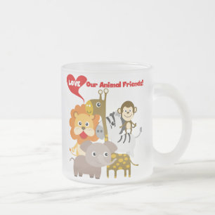 Love Our Animal Friends Frosted Glass Coffee Mug