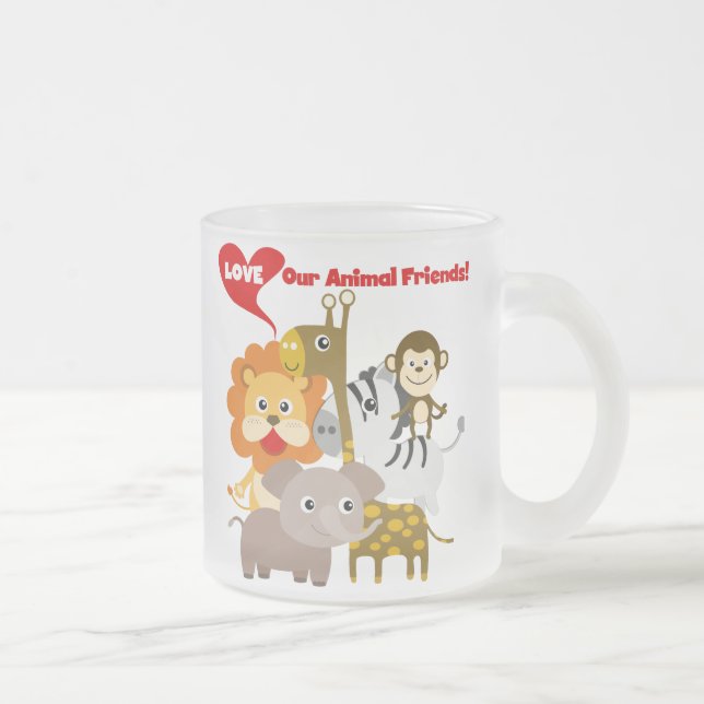 Love Our Animal Friends Frosted Glass Coffee Mug (Right)