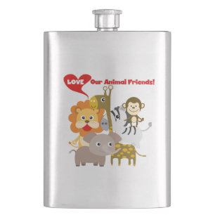 Love Our Animal Friends Hip Flask