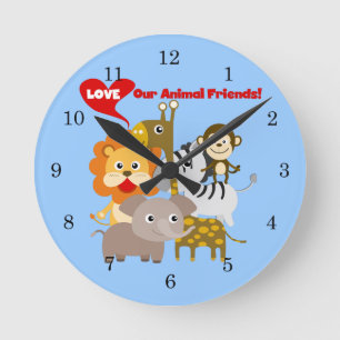 Love Our Animal Friends Round Clock