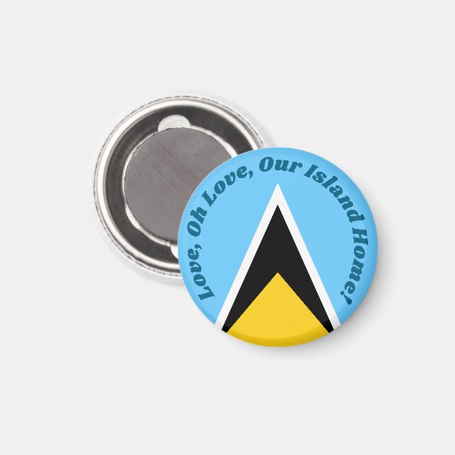 Love Our Island | St Lucia Flag Anthem Souvenir Magnet (Front/Back)