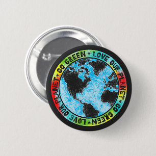 Love Our Planet Go Green 6 Cm Round Badge