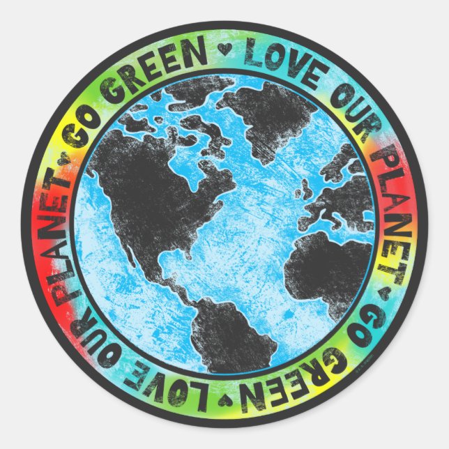 Love Our Planet Go Green Classic Round Sticker (Front)