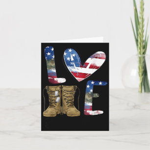 Love Our Veterans Day Proud Military American Flag Card