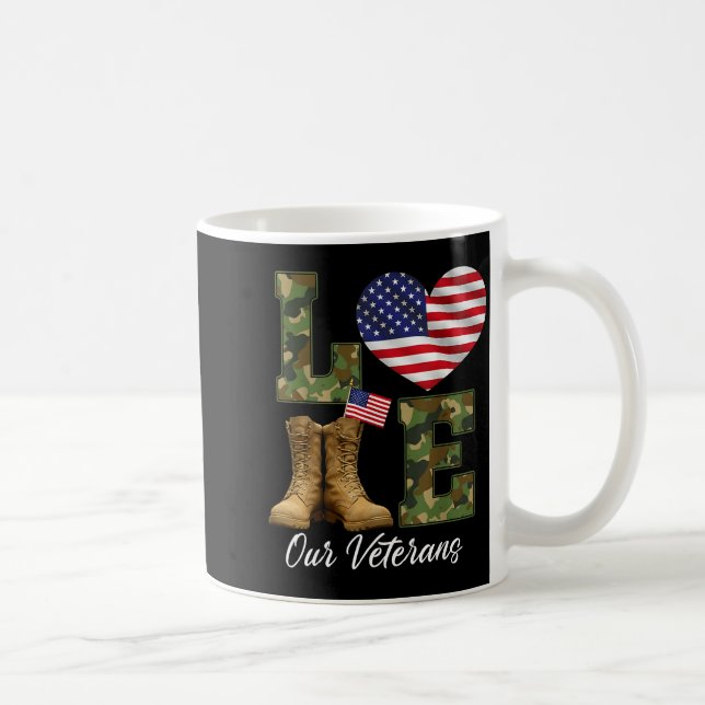 Love Our Veterans Day Proud Military American Flag Coffee Mug (Right)