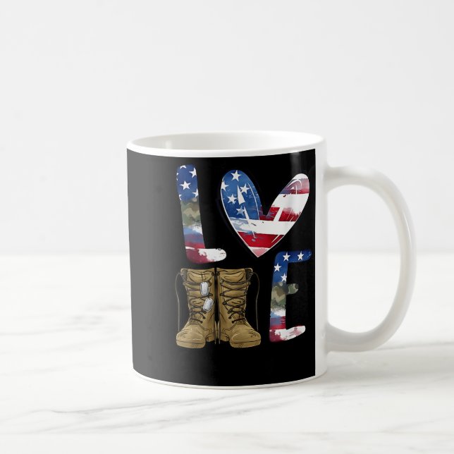 Love Our Veterans Day Proud Military American Flag Coffee Mug (Right)