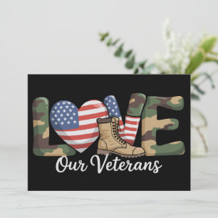 Love Our Veterans Day Proud Military American Flag Invitation