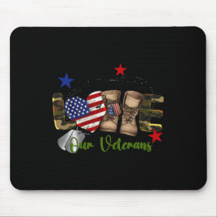 Love Our Veterans Day Proud Military American Flag Mouse Mat