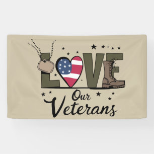 Love Our Veterans Day Proud Military Veteran Day  Banner