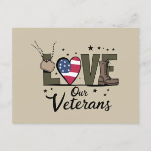 Love Our Veterans Day Proud Military Veteran Day  Postcard