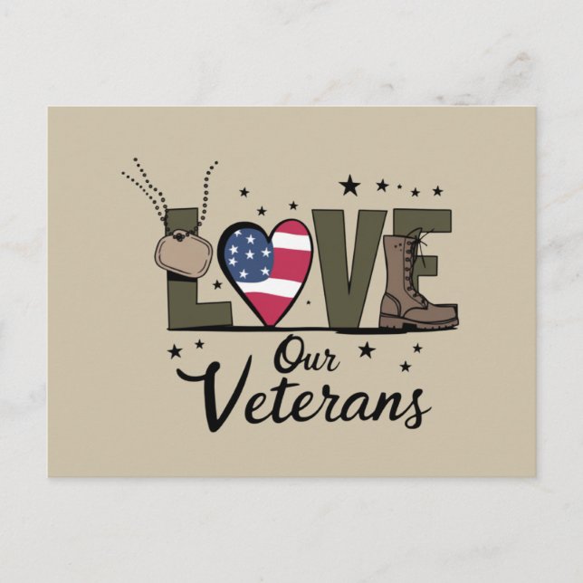 Love Our Veterans Day Proud Military Veteran Day  Postcard (Front)