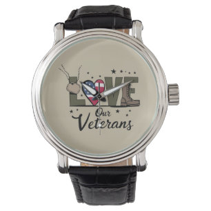 Love Our Veterans Day Proud Military Veteran Day Watch