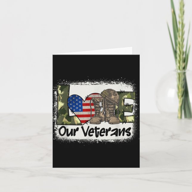 Love Our Veterans Us Military Veteran Day Mens Wom Card (Front)