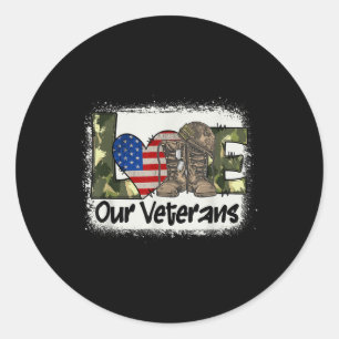 Love Our Veterans Us Military Veteran Day Mens Wom Classic Round Sticker