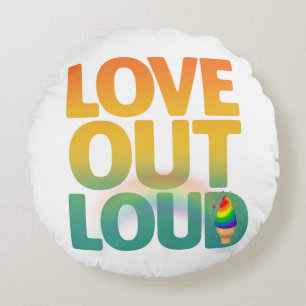 Love Out Loud Retro Pride Typography Custom Round Cushion