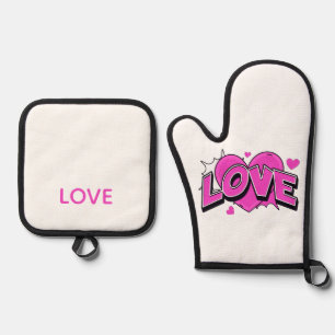 LOVE Oven Mitt and Pot Holder Oven Mitt & Pot Holder Set