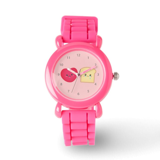Love over Bread, Cute Food Cartoon Watch (Front)