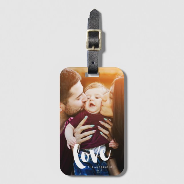 "Love" Overlay Custom Photo Luggage Tag (Front Vertical)