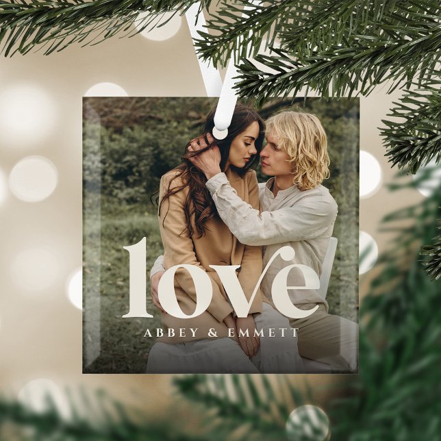 Love Overlay Custom Photo & Names Glass Tree Decoration (Creator Uploaded)