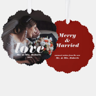 Love Overlay Custom Photo & Names  Tree Decoration Card