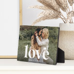 Love Overlay Personalised Couples Photo Plaque<br><div class="desc">Create a sweet keepsake of your wedding,  honeymoon or special moment with this beautiful custom photo plaque that's perfect for couples. Personalise with a favourite horizontal or landscape-orientated photo,  with "love" overlaid in retro white lettering,  and your names beneath.</div>