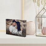 Love Overlay Personalised Photo Block<br><div class="desc">Create a sweet keepsake of your wedding,  honeymoon or special moment with this beautiful custom acrylic photo block that's perfect for couples. Add a favourite horizontal photo and customise with your names across the bottom. "Love" appears as a white text overlay in modern lettering.</div>