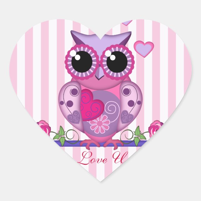 Love Owl carrying a Heart & text Sticker (Front)