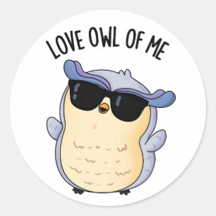 Love Owl Of Me Funny Bird Pun  Classic Round Sticker