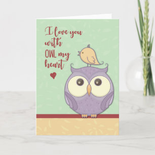 Love Owl on Valentines Day Holiday Card