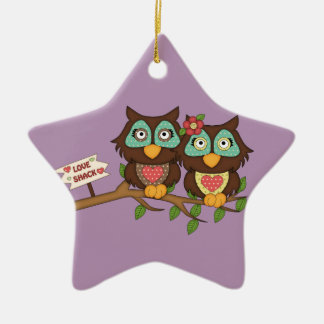 Love Owls design Gifts Ceramic Tree Decoration